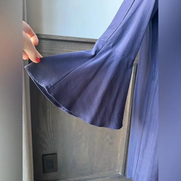 ANTONIO MELANI Navy Blue Long Sleeve Cold Shoulder button down shirt Dress 6 - Picture 6 of 9